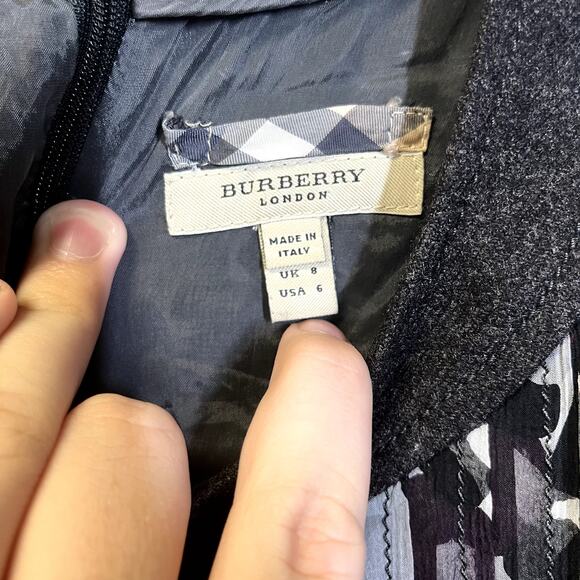 BURBERRY LONDON Sleeveless Printed Wool Angora Midi Dress in Gray Size 6 - Picture 5 of 7